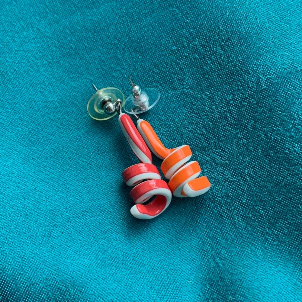 Red and Orange Spiral Earrings